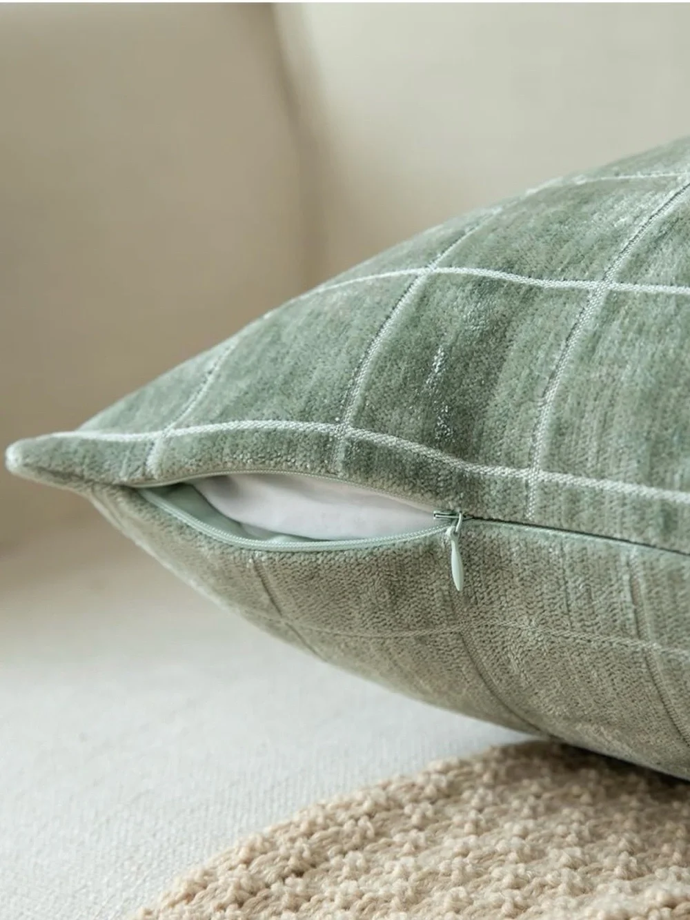 Sage Grid Decorative Throw Pillow -